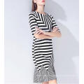 Summer Irregular Color Tail Stripe Elegant Ladies Dress